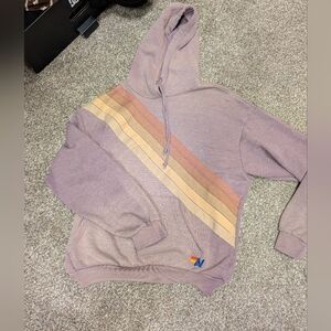 Aviator Nation Cross Striped Relaxed Hoodie